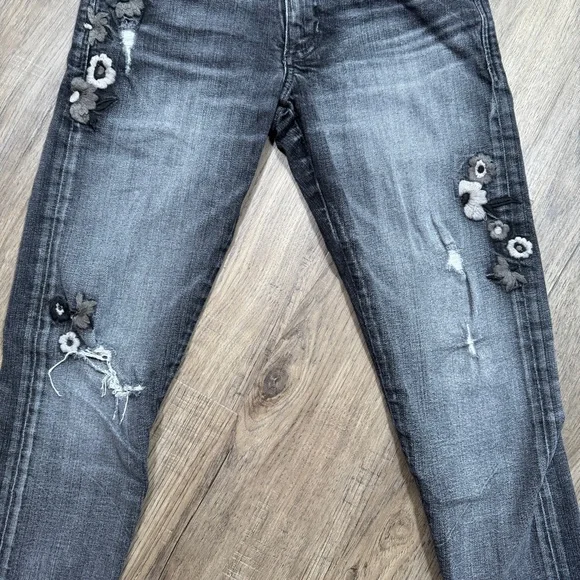 Lucky Brand Sienna Slim Boyfriend Dar Gray Distressed Jeans - Size 0 - Picture 5 of 15